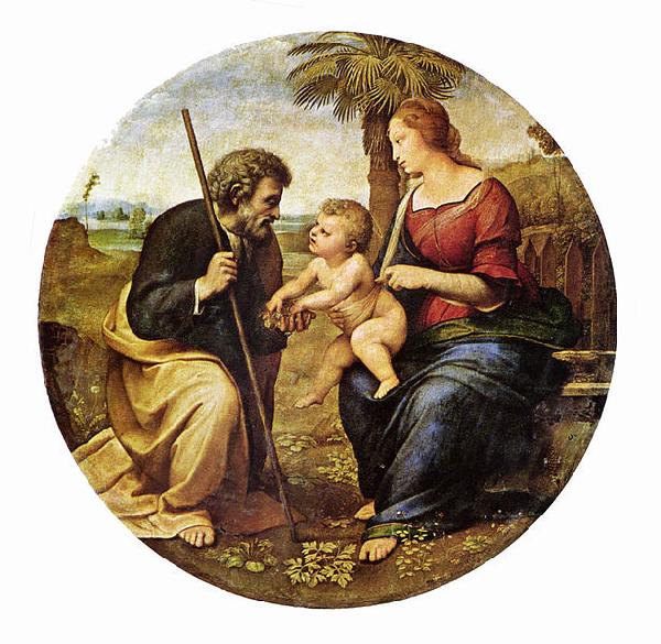 RAFFAELLO Sanzio Hl. Familie unter einer Palme, Tondo oil painting picture